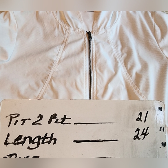 Coldwater Creek White Cotton Blend Hooded Zip Up Jacket Lagenlook Size Medium - Picture 9 of 9
